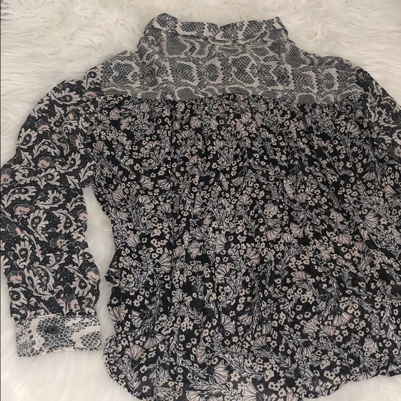 FREE PEOPLE Dani Button Down Pieced-Print Top - Picture 11 of 14